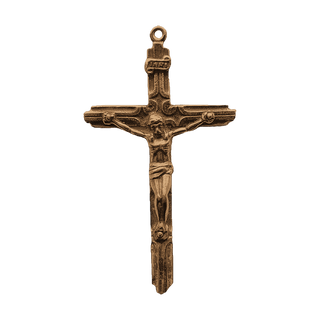 Vintage Bronze Woodgrain Crucifix with INRI Titulus