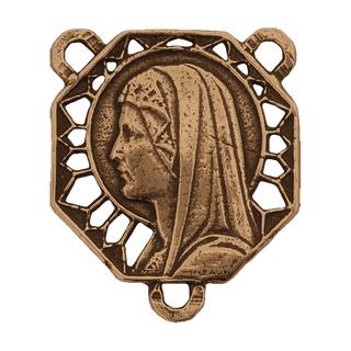 Vintage Bronze Openwork Madonna Rosary Center