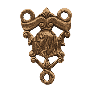 Vintage Bronze Scrollwork Center, Jesus and Mary