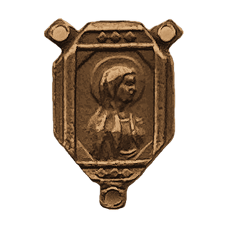Vintage Bronze Art Deco Sacred Heart and Madonna Center — reverse