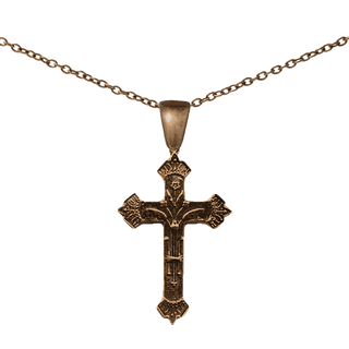 Vintage Bronze Arts and Crafts Flowered Cross, 1880