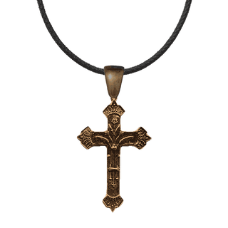 Vintage Bronze Arts and Crafts Flowered Cross, 1880