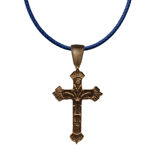 Vintage Bronze Arts and Crafts Flowered Cross, 1880
