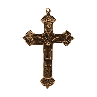 Vintage Bronze Arts and Crafts Flowered Cross, 1880