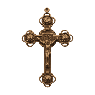 Vintage Bronze Four Roses Crucifix