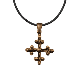Vintage Bronze Coptic Beaded Trinity Cross