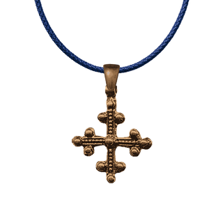 Vintage Bronze Coptic Beaded Trinity Cross