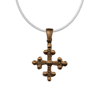 Vintage Bronze Coptic Beaded Trinity Cross