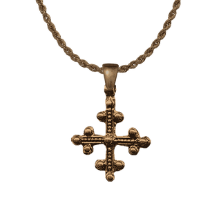 Vintage Bronze Coptic Beaded Trinity Cross