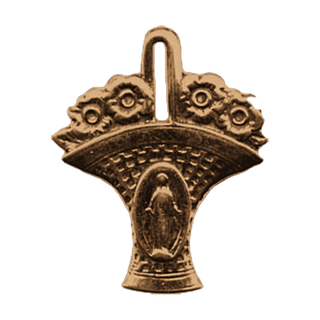 Vintage Bronze Miraculous Medal Flower Basket