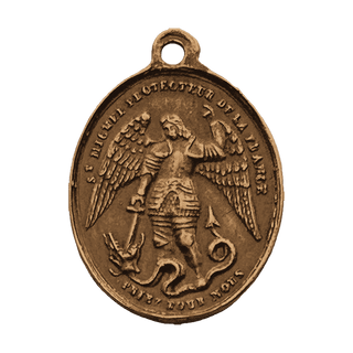 Vintage Bronze St. Michael, Protector of France Medal
