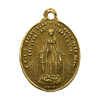 Vintage Yellow Bronze St. Michael, Protector of France Medal — reverse