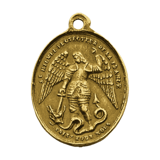 Vintage Yellow Bronze St. Michael, Protector of France Medal