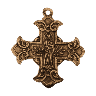 Vintage Bronze Two-Sided Scapular Cross Medal — reverse