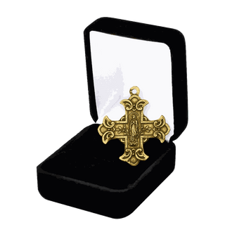 Vintage Yellow Bronze Two-Sided Scapular Cross Medal