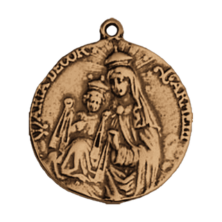 Vintage Bronze Sacred Heart and Our Lady of Mount Carmel Medal — reverse