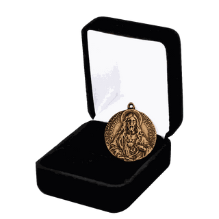 Vintage Bronze Sacred Heart Scapular Medal