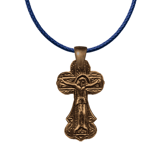 Vintage Bronze Russian Folk Crucifix