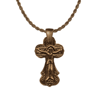 Vintage Bronze Russian Folk Crucifix