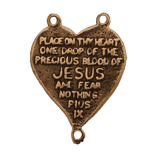 Vintage Bronze Precious Blood Heart Rosary Center