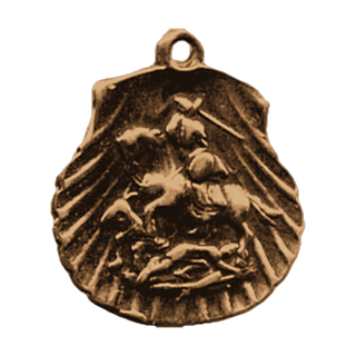 Vintage Bronze St. George and the Dragon Shell Medal