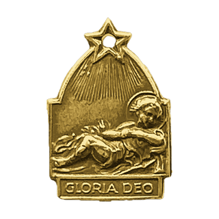 Vintage Yellow Bronze Gloria Deo Nativity Medal