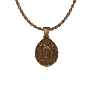 Vintage Bronze Holy Face of Jesus and St. Joseph Medal