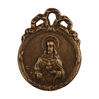 Vintage Bronze Mount Carmel and Sacred Heart Medal — reverse