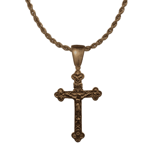 Vintage Bronze Quatrefoil Crucifix with Angels