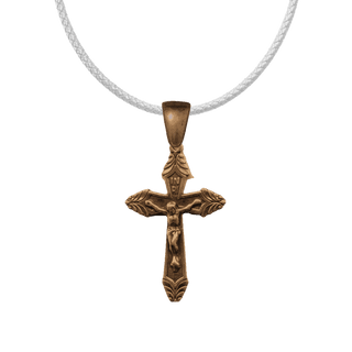 Vintage Bronze Deco Crucifix with Leaf Tips