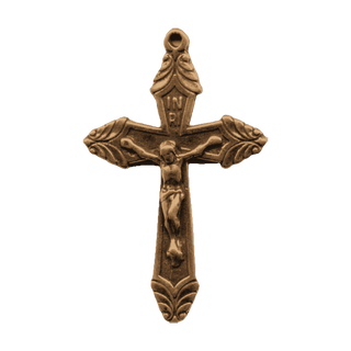 Vintage Bronze Deco Crucifix with Leaf Tips