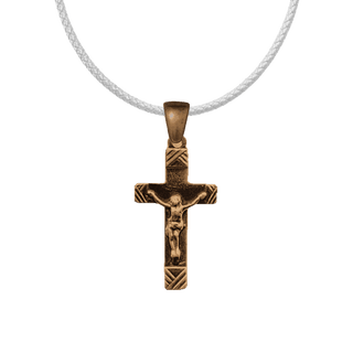 Vintage Bronze Art Deco Chevron Crucifix, French