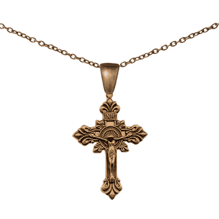 Vintage Bronze Baroque Acanthus Crucifix