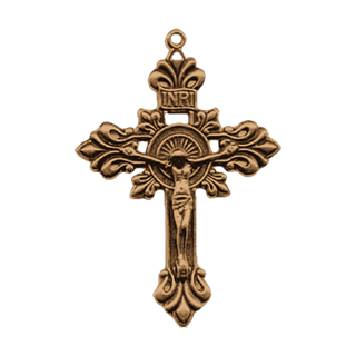 Vintage Bronze Baroque Acanthus Crucifix