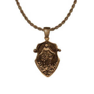 Vintage Bronze Assumption of Mary Medal, French