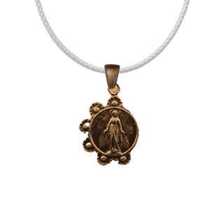 Vintage Bronze Mary with Daisy Wreath Medal