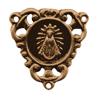 Vintage Bronze Radiant Madonna Rosary Center