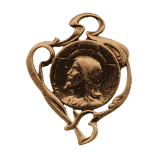 Vintage Bronze Art Nouveau Medal, Head of Christ