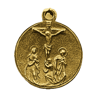 Vintage Yellow Bronze Our Lady of Sorrows Medal — reverse