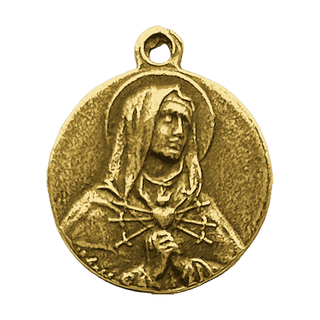 Vintage Yellow Bronze Our Lady of Sorrows Medal