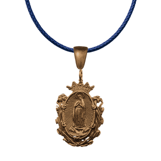Vintage Bronze Our Lady of Guadalupe Medal with Crown and Lilies