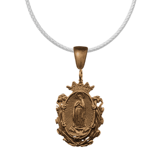 Vintage Bronze Our Lady of Guadalupe Medal with Crown and Lilies