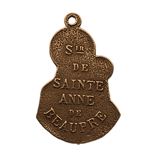 Vintage Bronze St. Anne de Beaupré Shrine Medal — reverse