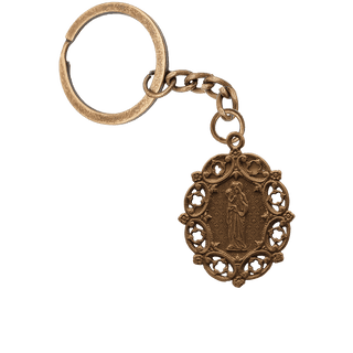 Vintage Bronze St. Anne Medal with Lace Border and Stars