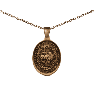 Vintage Bronze Two Hearts of Jesus and Mary Medal