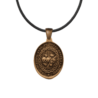 Vintage Bronze Two Hearts of Jesus and Mary Medal
