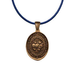 Vintage Bronze Two Hearts of Jesus and Mary Medal