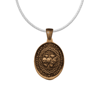 Vintage Bronze Two Hearts of Jesus and Mary Medal