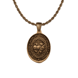 Vintage Bronze Two Hearts of Jesus and Mary Medal