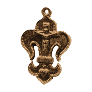 Vintage Bronze Fleur-de-Lis Crucifix Medal